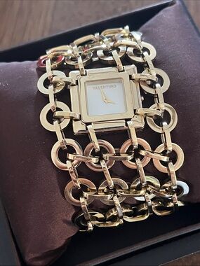 Valentino Gold-Tone Multi-Link Bracelet Watch with White Dial